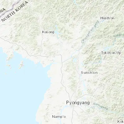 Map showing location of Sinanju (39.598060, 125.609720)