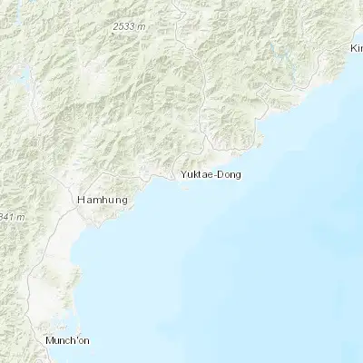 Map showing location of Yuktae-dong (40.024720, 128.159720)