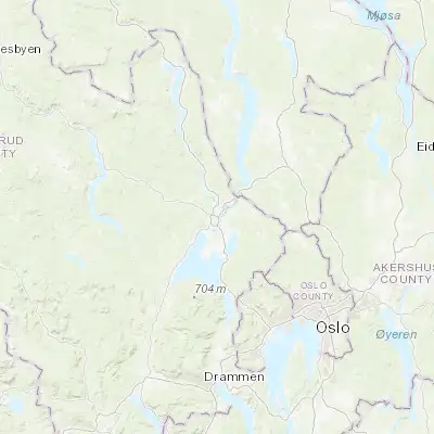 Map showing location of Hønefoss (60.168040, 10.256470)