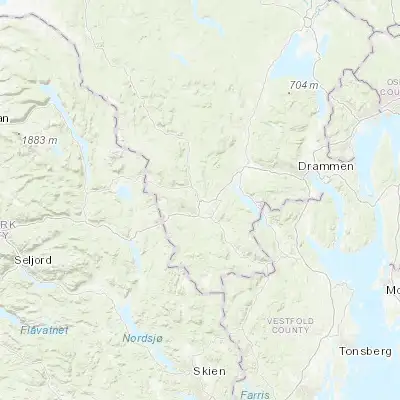 Map showing location of Kongsberg (59.668580, 9.650170)