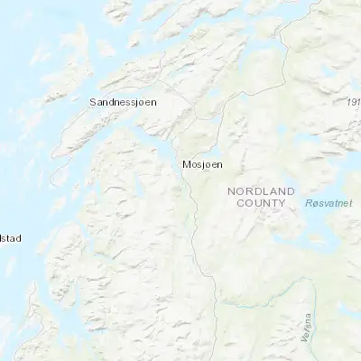 Map showing location of Mosjøen (65.835990, 13.190760)