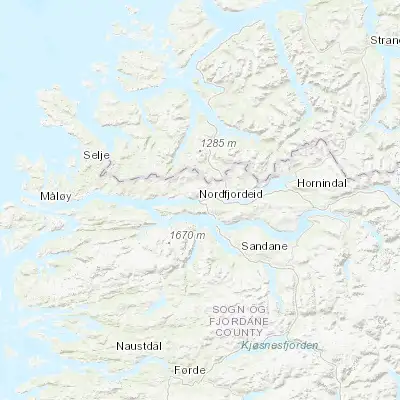Map showing location of Nordfjordeid (61.912200, 5.985570)