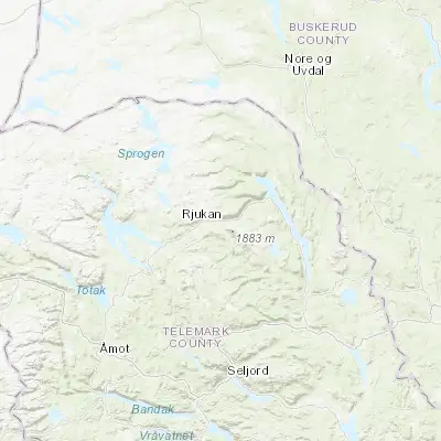 Map showing location of Rjukan (59.878910, 8.594110)
