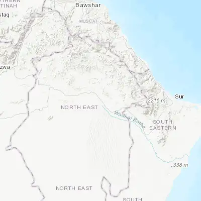 Map showing location of Al Qābil (22.571000, 58.694720)
