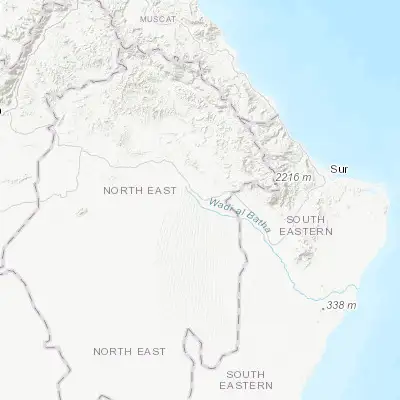 Map showing location of Badīyah (22.450000, 58.800000)