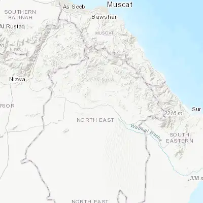 Map showing location of Ibrā’ (22.690570, 58.533370)