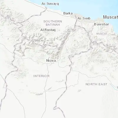 Map showing location of Izkī (22.933330, 57.766670)