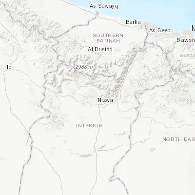 Map showing location of Nizwá (22.933330, 57.533330)