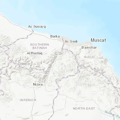 Map showing location of Sufālat Samā’il (23.316670, 58.016670)