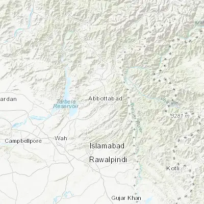 Map showing location of Abbottabad (34.146300, 73.211680)
