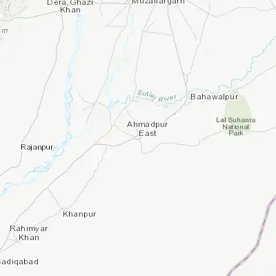 Map showing location of Ahmadpur East (29.142690, 71.257710)