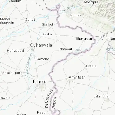 Map showing location of Baddomalhi (31.990420, 74.664100)