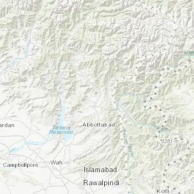 Map showing location of Baffa (34.437700, 73.223680)