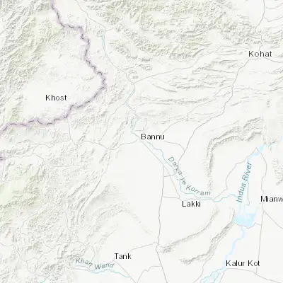 Map showing location of Bannu (32.985270, 70.604030)