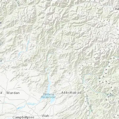Map showing location of Battagram (34.677190, 73.023290)
