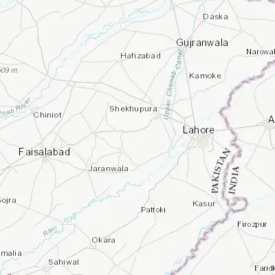 Map showing location of Chak Five Hundred Seventy-five (31.545140, 73.828910)