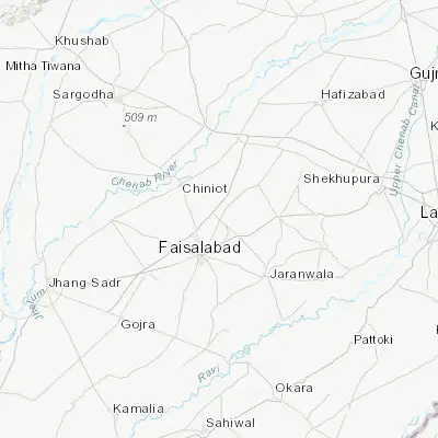 Map showing location of Chak Jhumra (31.568080, 73.183170)