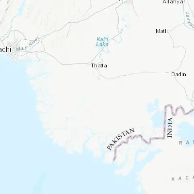 Map showing location of Chuhar Jamali (24.394400, 67.992980)