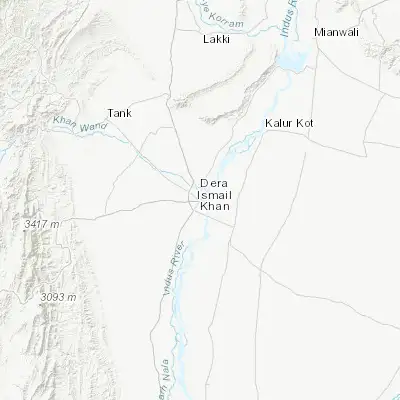 Map showing location of Dera Ismail Khan (31.831290, 70.901700)