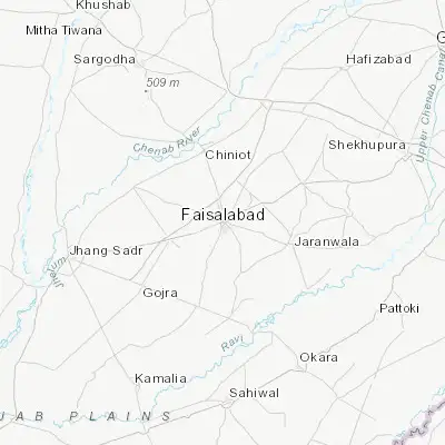 Map showing location of Faisalabad (31.415540, 73.089690)