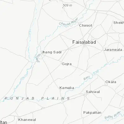 Map showing location of Gojra (31.149260, 72.683230)