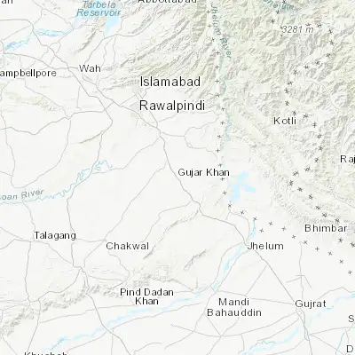 Map showing location of Gujar Khan (33.254110, 73.304330)