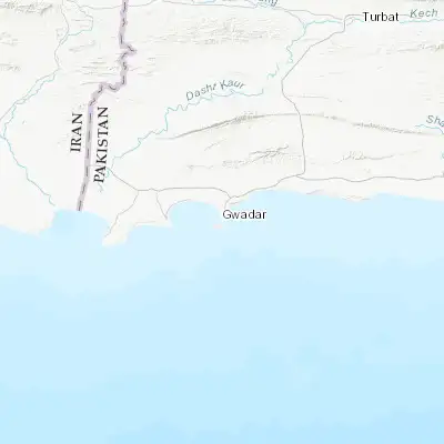 Map showing location of Gwadar (25.121630, 62.325410)