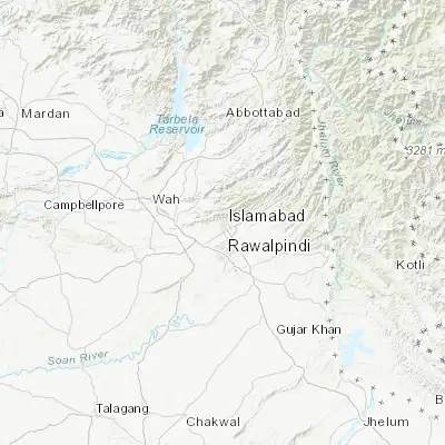 Map showing location of Islamabad (33.721480, 73.043290)