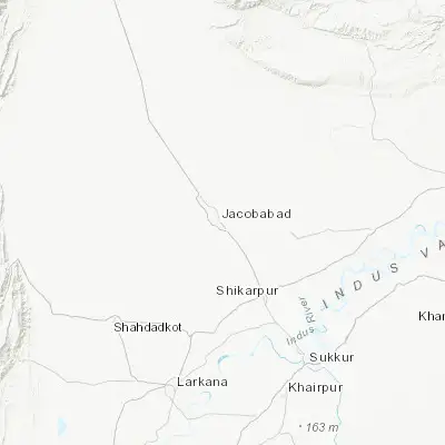 Map showing location of Jacobabad (28.281870, 68.437610)