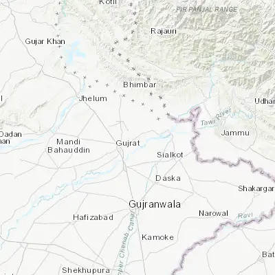 Map showing location of Jalalpur Jattan (32.641180, 74.205610)
