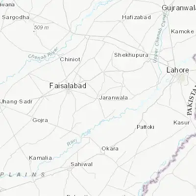 Map showing location of Jaranwala (31.333200, 73.418680)
