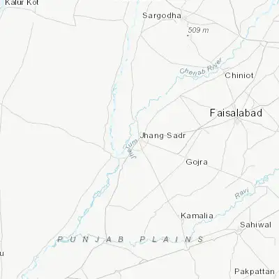 Map showing location of Jhang Sadr (31.269810, 72.316870)