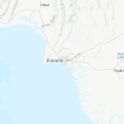 Map showing location of Karachi (24.860800, 67.010400)