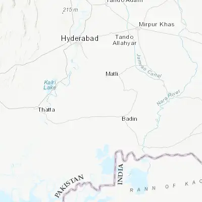 Map showing location of Kario Ghanwar (24.808170, 68.604830)
