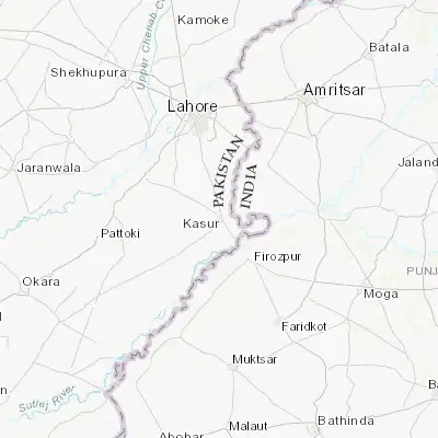 Map showing location of Kasur (31.118660, 74.450250)