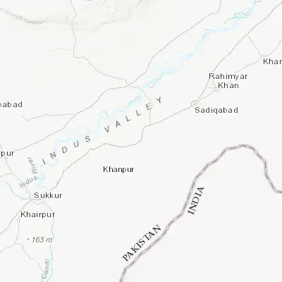 Map showing location of Khairpur (28.064370, 69.703630)