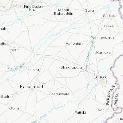Map showing location of Khangah Dogran (31.832940, 73.622130)