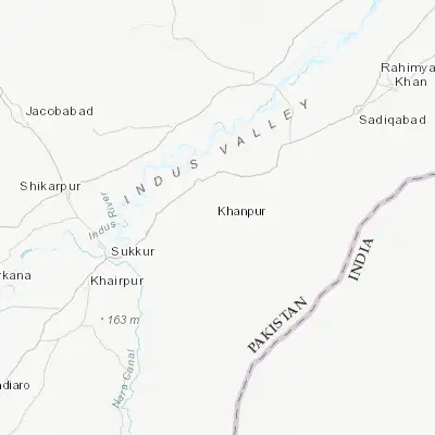 Map showing location of Khanpur Mahar (27.840880, 69.413020)