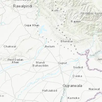 Map showing location of Kharian (32.816120, 73.886970)
