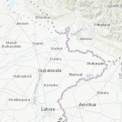 Map showing location of Kot Ghulam Muhammad (32.333110, 74.546940)