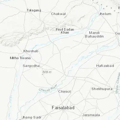 Map showing location of Kot Mumin (32.188430, 73.029870)