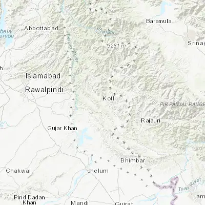 Map showing location of Kotli (33.518360, 73.902200)