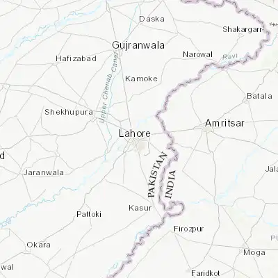 Map showing location of Lahore (31.558000, 74.350710)
