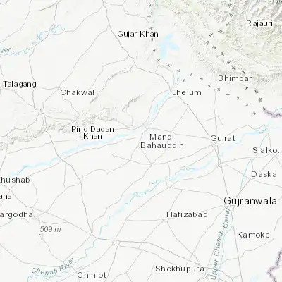Map showing location of Mandi Bahauddin (32.587040, 73.491230)