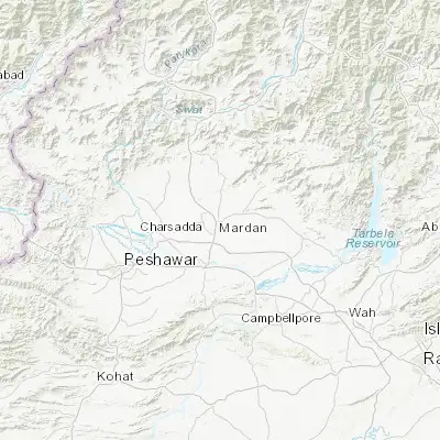 Map showing location of Mardan (34.197940, 72.049650)