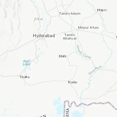Map showing location of Matli (25.042900, 68.655910)