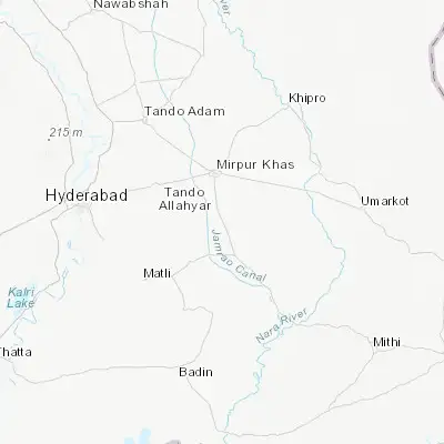 Map showing location of Mirwah Gorchani (25.309810, 69.050190)