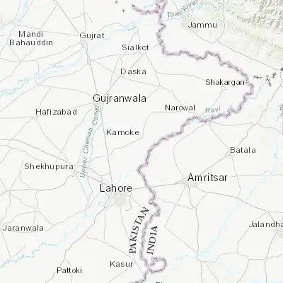 Map showing location of Narang Mandi (31.903760, 74.515870)