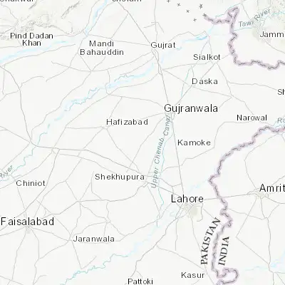 Map showing location of Naushahra Virkan (31.962580, 73.971170)