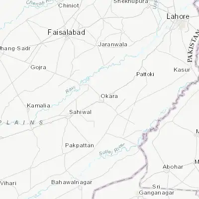 Map showing location of Okara (30.810290, 73.451550)